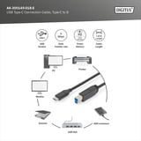 Digitus USB 3.2 Gen 1 Anschlusskabel USB-C > USB-B schwarz, 1,80 Meter, PD, Laden mit bis zu 3A