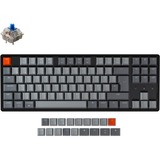 Keychron K8, Gaming-Tastatur schwarz/grau, DE-Layout, Gateron Blue, Hot-Swap, Aluminiumrahmen, RGB
