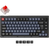 Keychron V1 Knob, Gaming-Tastatur schwarz/blaugrau, DE-Layout, Keychron K Pro Red, Hot-Swap, RGB, PBT