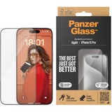 PanzerGlass Displayschutz, Schutzfolie transparent/schwarz, iPhone 15 Pro, EasyAligner