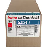 fischer Spanplattenschraube ClassicFast II 5,0x40 Senkkopf TX 500 Stück, mit Vollgewinde, verzinkt