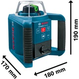 Bosch Professional Rotationslaser GRL 300 HVG Professional, mit Baustativ blau, Koffer, grüne Laserlinie