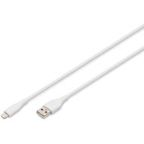 Digitus USB 2.0 Silikon-Kabel USB-A > Lightning, MFI zertifiziert weiß, 1 Meter, PD, Laden mit bis zu 12 Watt