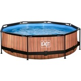 Exit Toys Wood Pool, Frame Pool Ø 300x76cm, Schwimmbad braun, mit Filterpumpe