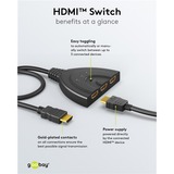 goobay HDMI-Umschaltbox 3 auf 1 (4K @ 30Hz), HDMI Switch schwarz, 58cm Kabel