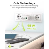 goobay USB-C Multiport-Schnellladegerät, PD, GaN, 68 Watt weiß, 2x USB-C, 2x USB-A, Power Delivery, QuickCharge