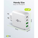 goobay USB-C Multiport-Schnellladegerät, PD, GaN, 68 Watt weiß, 2x USB-C, 2x USB-A, Power Delivery, QuickCharge