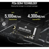 Corsair MP600 MICRO 1 TB, SSD schwarz, PCIe 4.0 x4, NVMe, M.2 2242