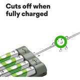 GP Batteries USB Akkuladegerät B441, mit 4 Ladeslots grau, inkl. 4x GP Akkus AA 2.100mAh