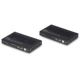 Lindy 100m Cat.6A KVM Extender HDBaseT 3.0, KVM-Switch schwarz, HDMI 4K60, Audio, IR & RS-232