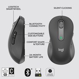 Logitech Signature M650 L Left Wireless, Maus graphit, Größe L, Chromebook zertifiziert, für Linkshänder