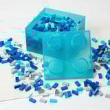 Room Copenhagen LEGO Storage Brick 4 Top Lid Glitter , Aufbewahrungsbox hellblau/transparent