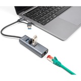 DeLOCK 3 Port USB 5 Gbps Hub + Gigabit LAN mit USB Type-C, Dockingstation grau