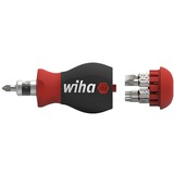 Wiha Schraubendreher Stubby 1/4", mit Bit Magazin schwarz/rot, Stubby mit 7 Doppelbits