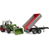 bruder 02182 Fendt Vario 211 mit Frontlader und Bordwandanhänger, Modellfahrzeug 