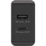 goobay USB-C PD Dual-Schnellladegerät 30 Watt schwarz, 1x USB-A, 1x USB-C PD