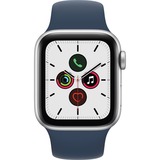 Apple Watch SE, Smartwatch silber/dunkelblau, 40mm, Sportarmband, Aluminium-Gehäuse