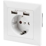 Digitus Sicherheits-Steckdose Unterputz, mit 2x USB-A weiß