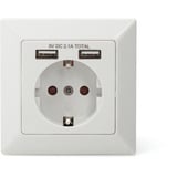 Digitus Sicherheits-Steckdose Unterputz, mit 2x USB-A weiß