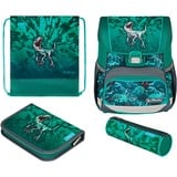 Herlitz Loop Plus Green Rex, Schulranzen grün, inkl. 16 tlg. Schüleretui, Faulenzer-Mäppchen, Sportbeutel