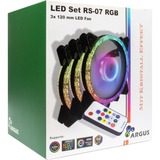 Inter-Tech Argus RS-07 RGB Set120x120x25, Gehäuselüfter schwarz, 3er Set inkl. Fernbedienung