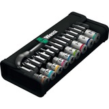 Wera 8100 SA 10 Zyklop Metal-Knarrensatz, zöllig, 1/4", Werkzeug-Set schwarz/grün, 28-teilig, Vollmetallknarre mit Durchsteckvierkant