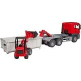 bruder 03767 MAN TGS LKW mit Abrollcontainer und Schäffer Hoflader, Modellfahrzeug 