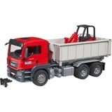 bruder 03767 MAN TGS LKW mit Abrollcontainer und Schäffer Hoflader, Modellfahrzeug 