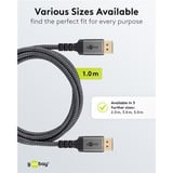 goobay Plus DisplayPort 2.0/2.1 Kabel, 16K @ 60Hz, 80 Gbit/s grau, 1 Meter