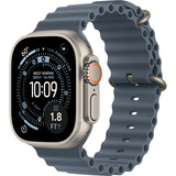 Apple Watch Ultra 3, Smartwatch titan, 49 mm, Ocean Armband maritimblau, Titangehäuse, Cellular