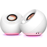 Creative Pebble Pro, PC-Lautsprecher weiß, Klinke, USB-A/C, Bluetooth, Digitalverstärker, RGB-Beleuchtung
