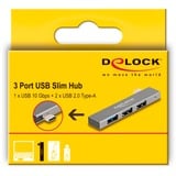 DeLOCK 3 Port Slim USB Hub mit USB Type-C silber