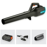 GARDENA Akku-Laubbläser PowerJet 18V Ready-To-Use-Set grau/türkis, Li-Ion Akku 2,5Ah P4A, POWER FOR ALL ALLIANCE