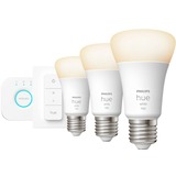 Philips Hue White Starter-Kit E27, LED-Lampe drei Lampen, eine Hue-Bridge, ein Dimmschalter, ersetzt 75 Watt