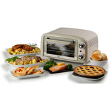 Ariete Mini-Backofen Vintage Beige weiß/hellgrün, 800 Watt, 10 Liter