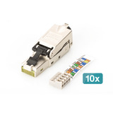 Digitus CAT.6a Feldstecker STP Staubkappe/Knickschutz, 10 Stück silber