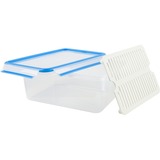 Emsa CLIP & CLOSE Frischhaltedose 3,7 Liter transparent/blau, rechteckig, mit Abtropfgitter