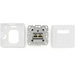 Digitus CAT.6A Datenanschlussdose, Unterputz, geschirmt, 2x RJ-45 LSA weiß, Klasse EA, 8 Richtungen