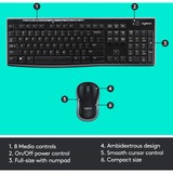 Logitech Wireless Combo MK270, Set schwarz/silber, DE-Layout, Rubberdome