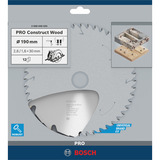 Bosch Professional PRO Construct Wood Kreissägeblatt, Ø 190mm, 12Z Bohrung 30mm, für Handkreissägen