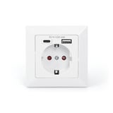 Digitus Sicherheits-Steckdose Unterputz, mit 1x USB-A und 1x USB-C weiß