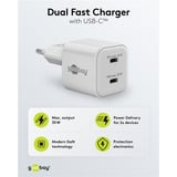 goobay USB-C Dual-Schnellladegerät Nano, PD, GaN, 35 Watt weiß, 2x USB-C, Power Delivery 3.0