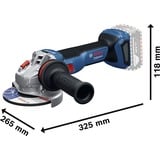 Bosch Akku-Winkelschleifer GWS 18V-11 S Professional solo, 18Volt blau, ohne Akku und Ladegerät, in L-BOXX