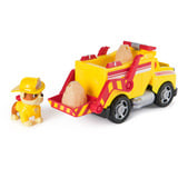 Spin Master Paw Patrol Fire Rescue - Rubbles Rettungs-Truck, Spielfahrzeug mit Schaufel und Geschossen sowie Rubble Hundefigur