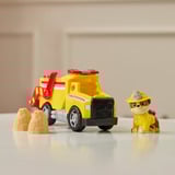 Spin Master Paw Patrol Fire Rescue - Rubbles Rettungs-Truck, Spielfahrzeug mit Schaufel und Geschossen sowie Rubble Hundefigur