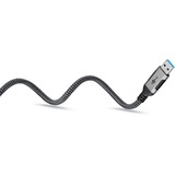 goobay Ethernet-Kabel USB-A 3.2 Gen1 Stecker > RJ-45 Stecker, LAN-Adapter schwarz/silber, 1 Meter, geflochtener Textilmantel