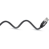 goobay Ethernet-Kabel USB-A 3.2 Gen1 Stecker > RJ-45 Stecker, LAN-Adapter schwarz/silber, 1 Meter, geflochtener Textilmantel