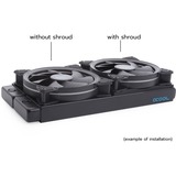 Alphacool Shroud & Entkopplung 140mm (7mm stark), Einbaurahmen schwarz, inkl. 4x M3x37mm Schrauben