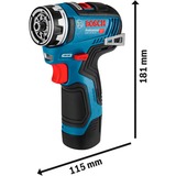 Bosch Professional Akku-Bohrschrauber GSR 12V-35 FC Professional, 12Volt blau/schwarz, 2x Li-Ionen Akku 3,0Ah, mit FlexiClick Aufsätzen, L-BOXX