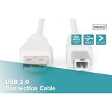 Digitus USB 2.0 Anschlusskabel USB-A (Stecker) > USB-B (Stecker) beige, 3 Meter